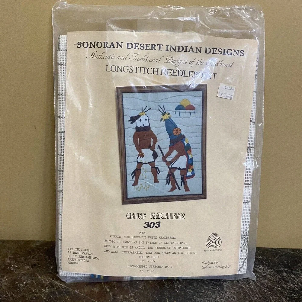 Sonoran Desert Indian Designs Long stitch‎ Needlepoint Kit 303 Chef Kachinas